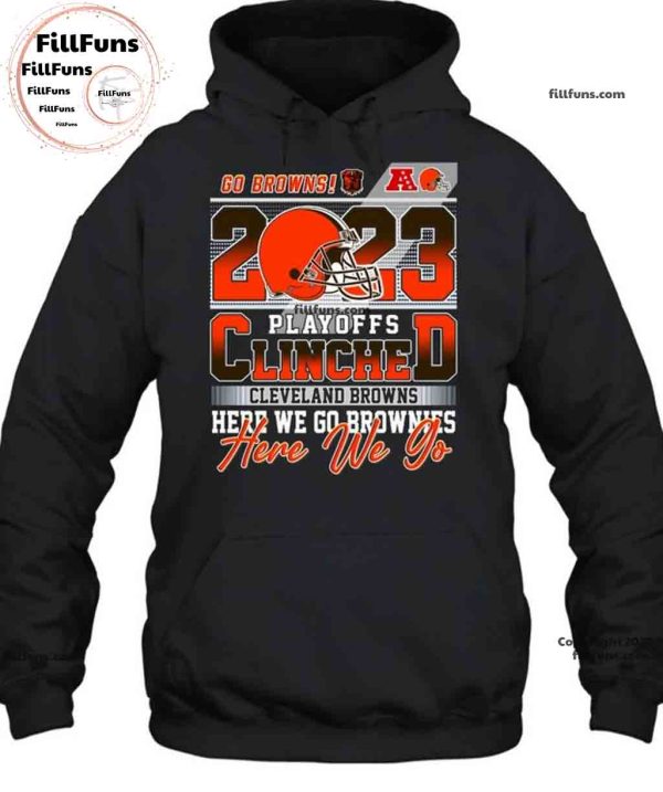 2023 Playoffs Clinched NFL Cleveland Browns Here We Go Brownies Unisex T-Shirt