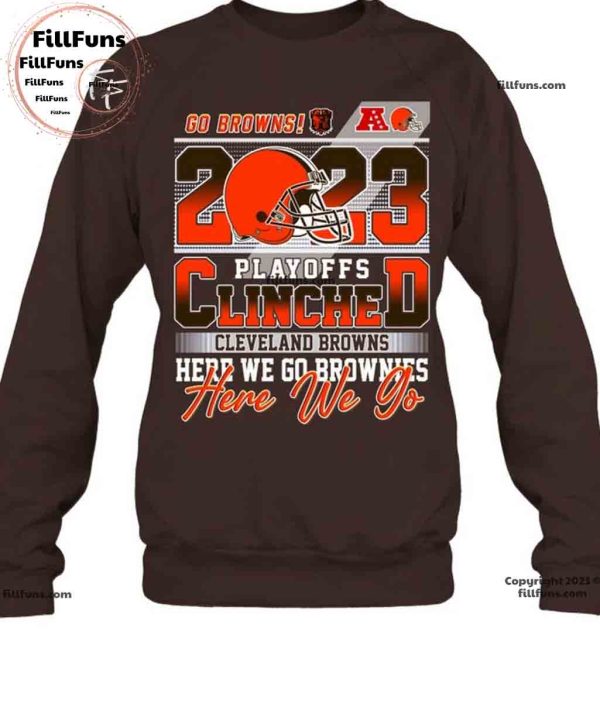 2023 Playoffs Clinched NFL Cleveland Browns Here We Go Brownies Unisex T-Shirt