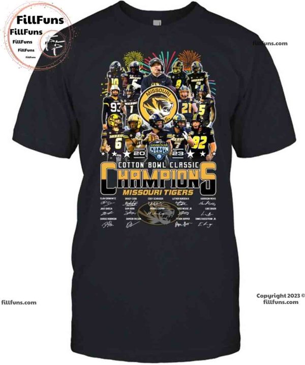 Missouri Tigers Cotton Bowl Classic 2023 Champions Signature Unisex T-Shirt