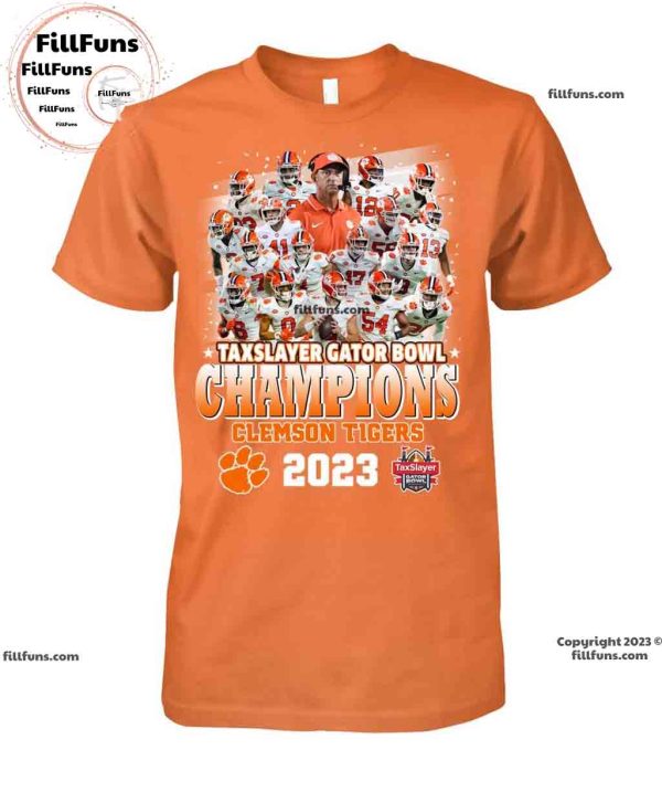 NCAA Clemson Tigers 2023 Taxslayer Gator Bowl Champions Unisex T-Shirt