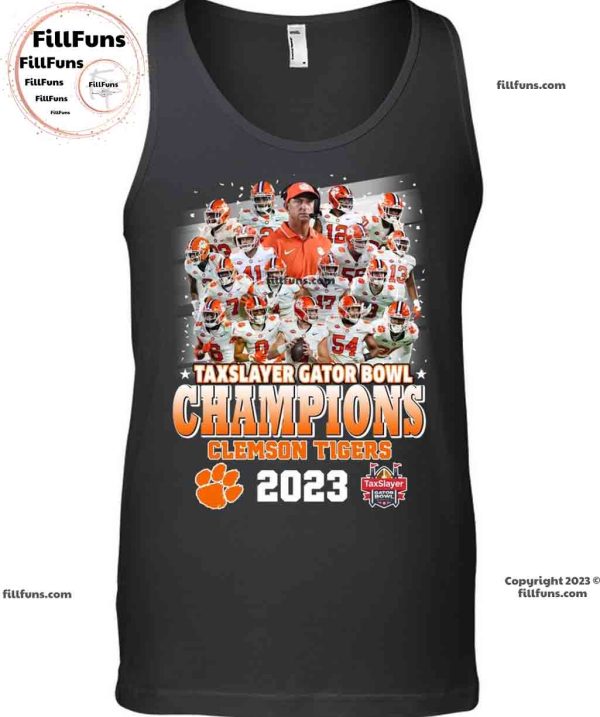 NCAA Clemson Tigers 2023 Taxslayer Gator Bowl Champions Unisex T-Shirt