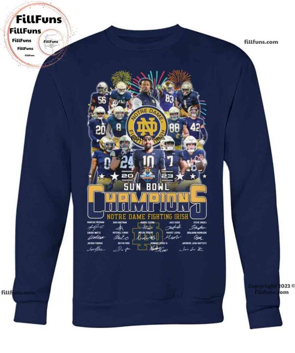 Notre Dame Fighting Irish Sun Bowl 2023 Champions Signature Unisex T-Shirt