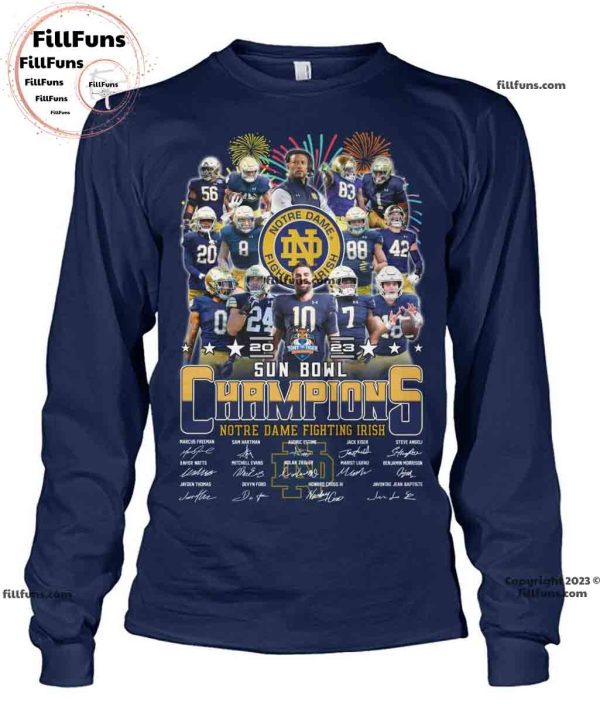 Notre Dame Fighting Irish Sun Bowl 2023 Champions Signature Unisex T-Shirt