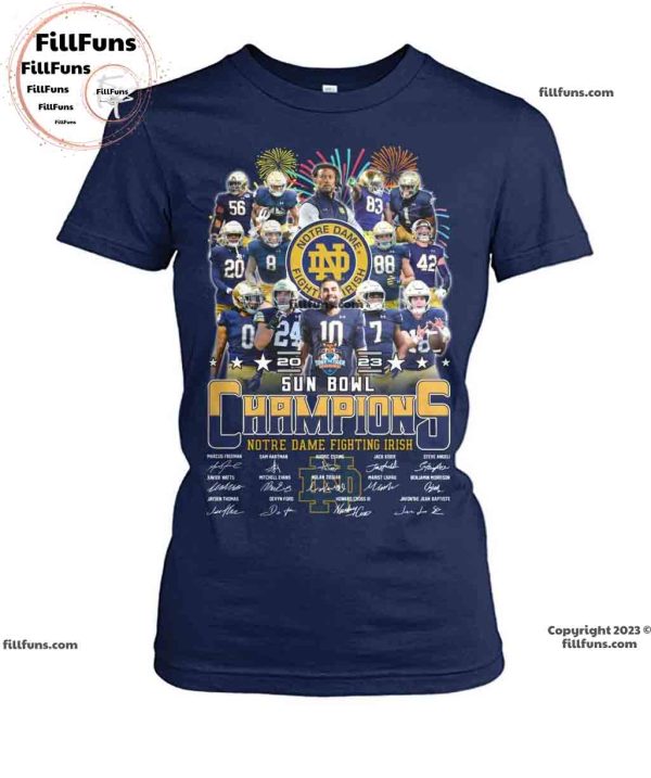 Notre Dame Fighting Irish Sun Bowl 2023 Champions Signature Unisex T-Shirt