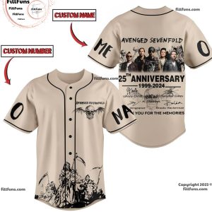 Avenged Sevenfold 25th Anniversary 1999 – 2024 Thank You For The Memories Custom Baseball Jersey