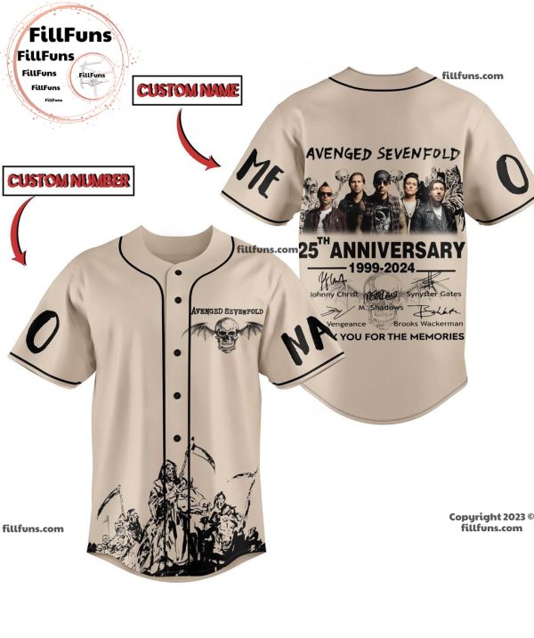 Avenged Sevenfold 25th Anniversary 1999 – 2024 Thank You For The Memories Custom Baseball Jersey