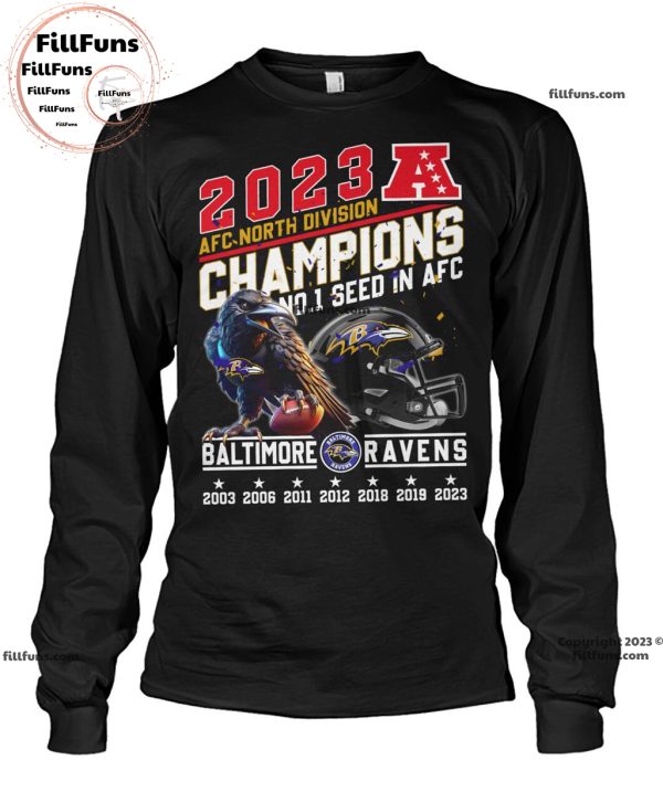 2023 AFC North Division Champions No.1 Seed In AFC Baltimore Ravens Unisex T-Shirt