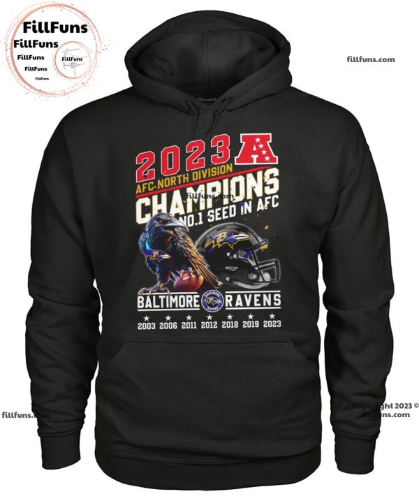 2023 AFC North Division Champions No.1 Seed In AFC Baltimore Ravens Unisex T-Shirt