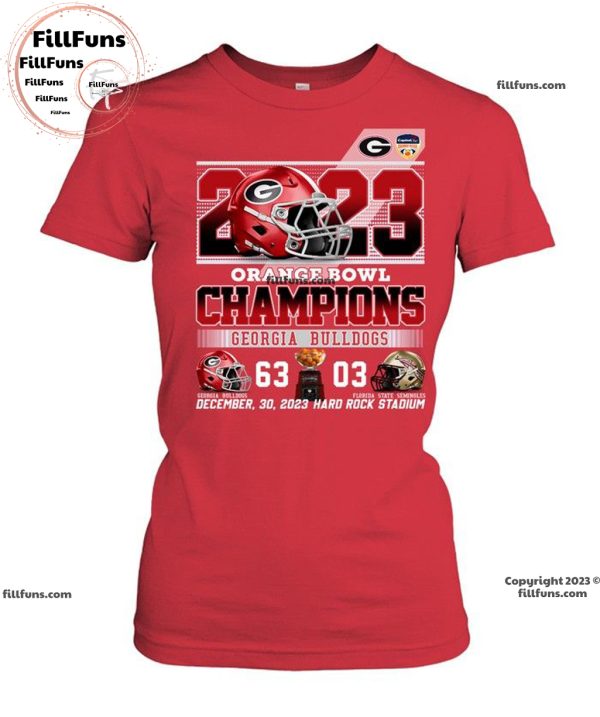 2023 Orange Bowl Champions Georgia Bulldogs 63 – 03 Florida State SeminolesUnisex T-Shirt