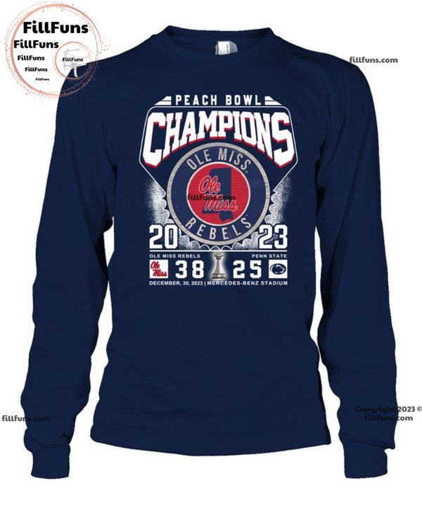 2023 Peach Bowl Champions Ole Miss Rebels 38 – 25 Penn State December 30, 2023 Mercedes-Benz Stadium Unisex T-Shirt