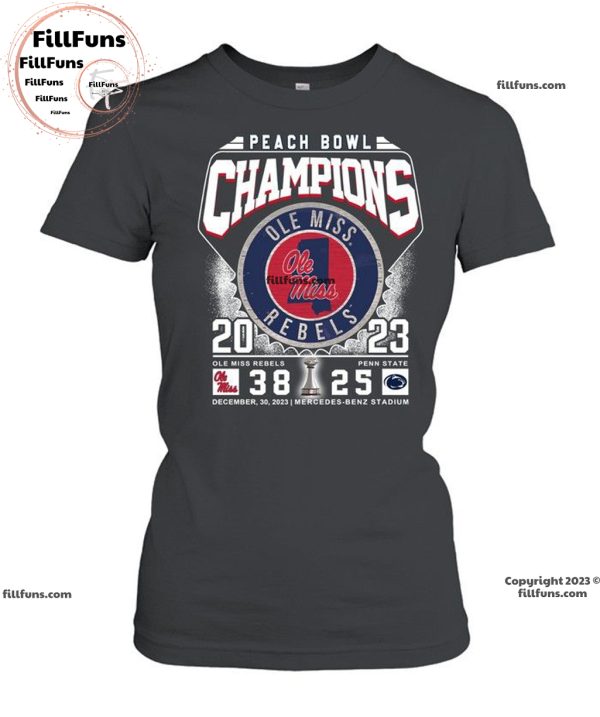 2023 Peach Bowl Champions Ole Miss Rebels 38 – 25 Penn State December 30, 2023 Mercedes-Benz Stadium Unisex T-Shirt