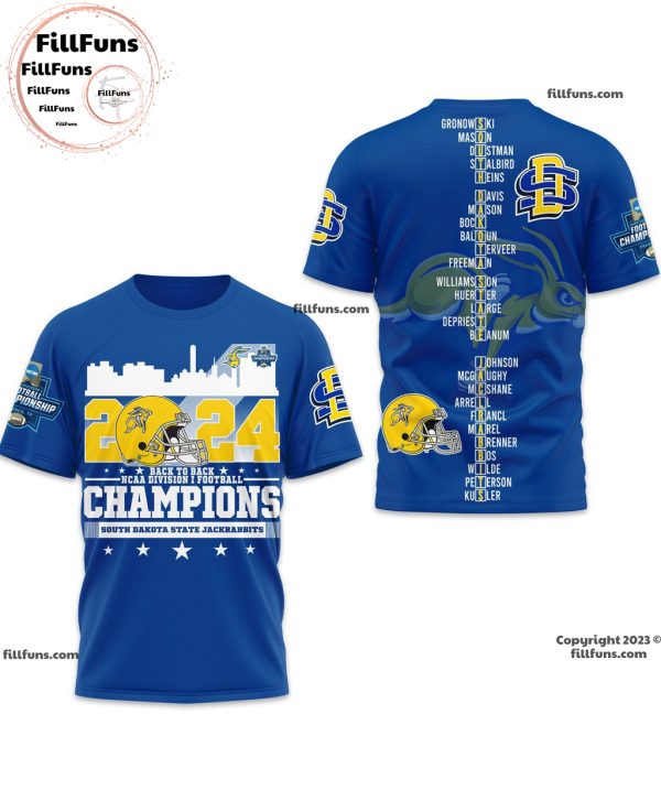 2024 Back To Back NCAA Division I Football Champions South Dakota State Jackrabbits 3D Shirt