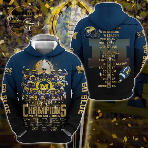 2024 College Football Playoff National Champions Michigan Wolverines Hoodie + Jogger + Cap