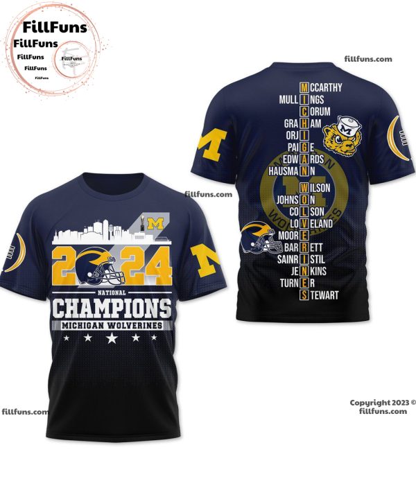 2024 National Champions Michigan Wolverines 3D Shirt – Gradient