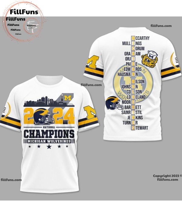 2024 National Champions Michigan Wolverines 3D Shirt – White