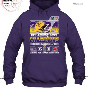 2024 Reliaquest Bowl Champions LSU Tigers 35 – 31 Wisconsin Badgers January 1, 2024 Raymond James Stadium Unisex T-Shirt