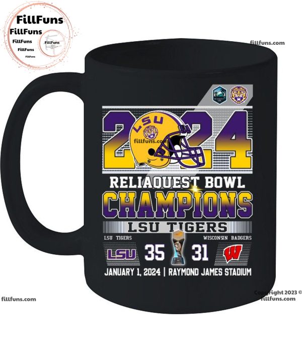 2024 Reliaquest Bowl Champions LSU Tigers 35 – 31 Wisconsin Badgers January 1, 2024 Raymond James Stadium Unisex T-Shirt