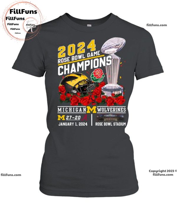 2024 Rose Bowl Game Champions Michigan Wolverines 27 – 20 Alabama Crimson Tide January 1, 2024 Rose Bowl Stadium Unisex T-Shirt