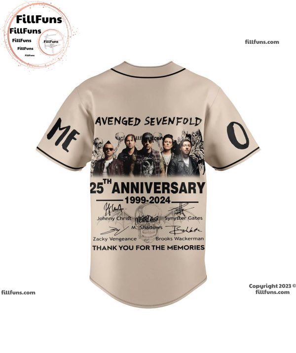 Avenged Sevenfold 25th Anniversary 1999 – 2024 Thank You For The Memories Custom Baseball Jersey