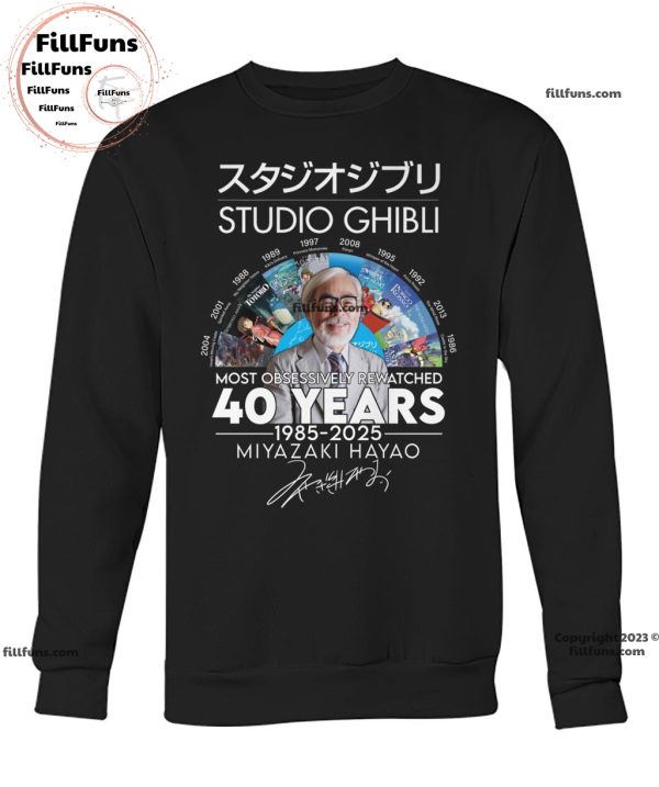 Studio Ghibli Most Obsessively Rewatched 40 Years 1985 – 2025 Miyazaki Hayao Unisex T-Shirt