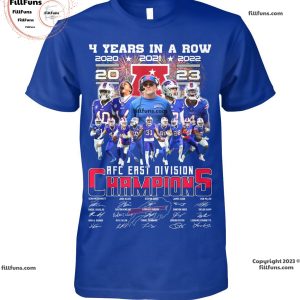 4 Years In A Row 2020 2021 2022 2023 AFC East Division Champions Buffalo Bills Unisex T-Shirt