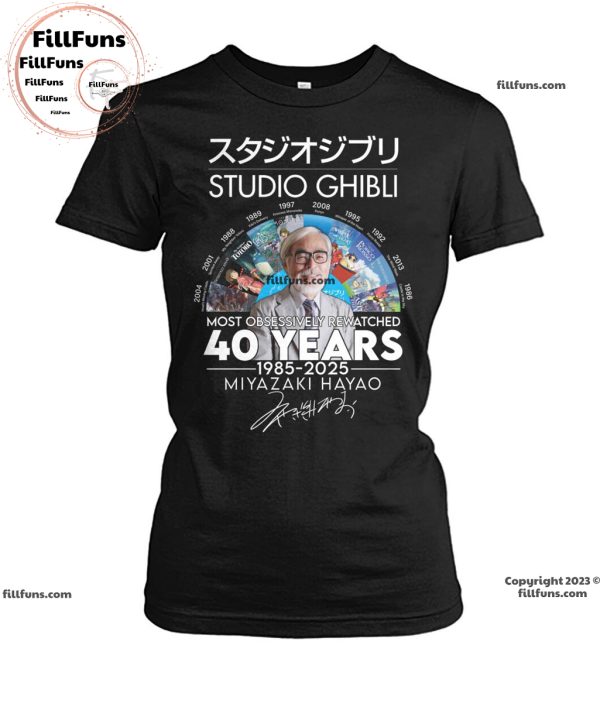 Studio Ghibli Most Obsessively Rewatched 40 Years 1985 – 2025 Miyazaki Hayao Unisex T-Shirt