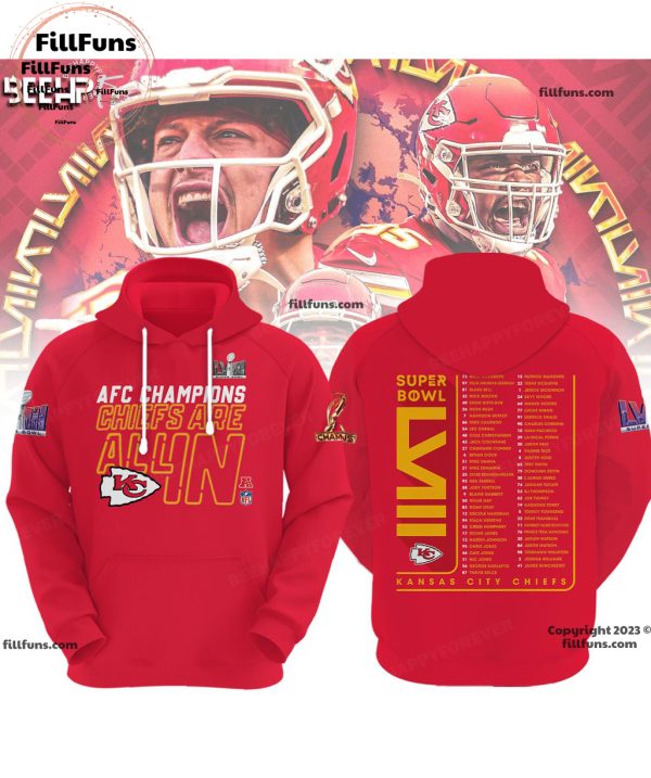 AFC Champions Chiefs Are All In Super Bowl LVIII Red Hoodie, Jogger