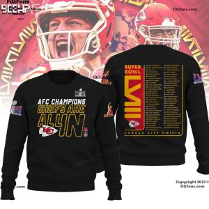 AFC Champions Kansas City Chiefs Are All In Super Bowl LVIII Black 3D T-Shirt