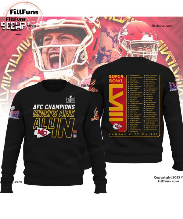 AFC Champions Kansas City Chiefs Are All In Super Bowl LVIII Black 3D T-Shirt