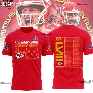 AFC Champions Kansas City Chiefs Are All In Super Bowl LVIII Red 3D T-Shirt