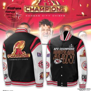 AFC Champions Kansas City Chiefs Super Bowl LVIII Chiefs Are All In Baseball Jacket