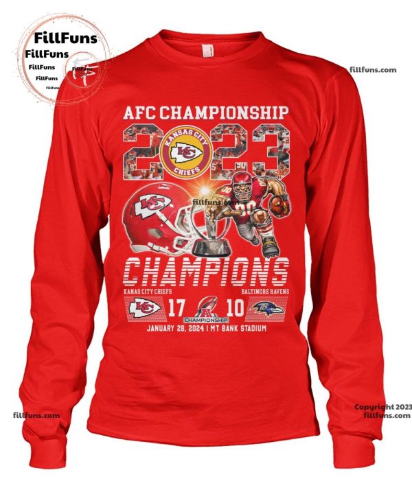 AFC Championship 2023 Kansas City Chiefs 17 – 10 Baltimore Ravens January 28, 2024 MT Bank Stadium Unisex T-Shirt