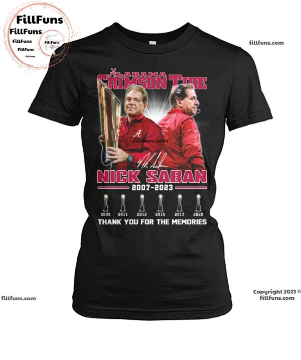 Alabama Crimson Tide Nick Saban 2007 – 2023 Thank You For The Memories Unisex T-Shirt