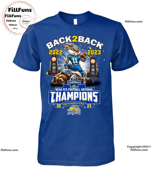 Back To Back 2022 – 2023 NCAA FCS Football National Champions 2023 South Dakota State Jackrabbits Unisex T-Shirt