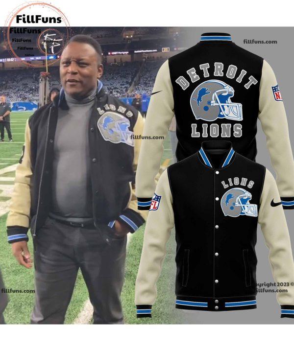 Barry Sanders Detroit Lions NFL Baseball Jacket