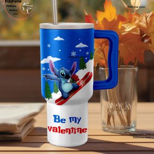 Be My Valentine Stitch 40oz Tumbler with Handle and Straw