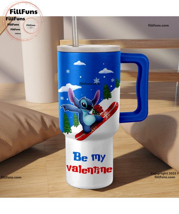 Be My Valentine Stitch 40oz Tumbler with Handle and Straw