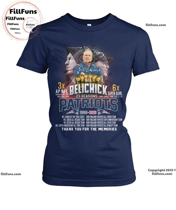 Bill Belichick 23 Seasons Patriots 2000 – 2023 Thank You For The Memories Unisex T-Shirt