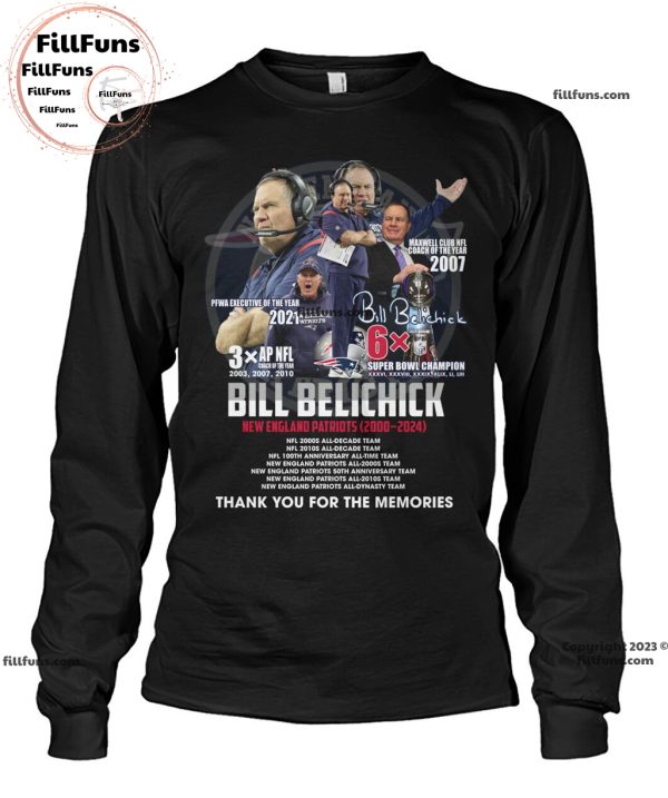 Bill Belichick New England Patriots 2000 – 2024 Thank You For The Memories Unisex T-Shirt