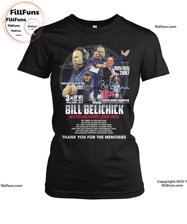 Bill Belichick New England Patriots 2000 – 2024 Thank You For The Memories Unisex T-Shirt