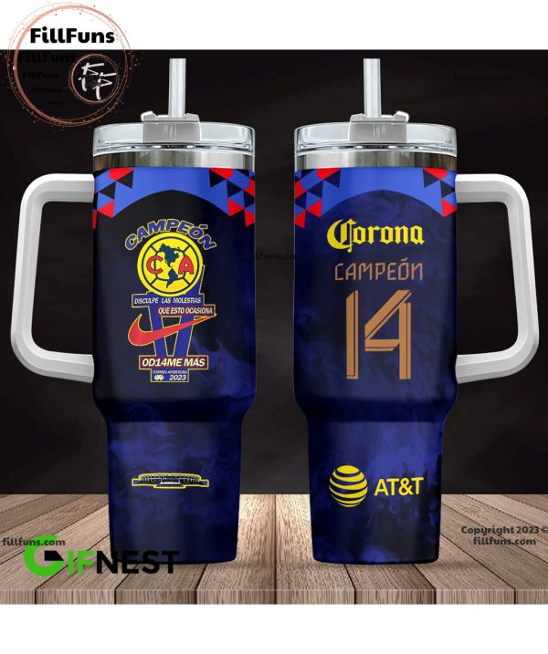 Club America Campeon 2023 40oz Tumbler with Handle and Straw
