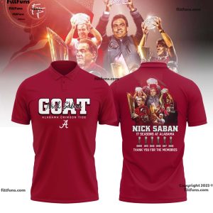Goat Nick Saban Coach 17 Seasons At Alabama Thank You For The Memories Polo Shirt