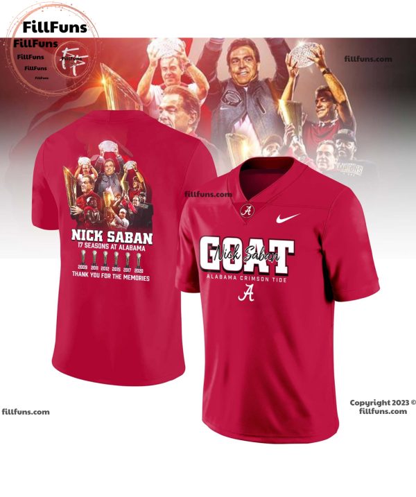 Goat Nick Saban Coach Thank You For The Memories Football Jersey