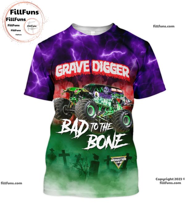 Grave Digger Monster Jam Truck Bad To The Bone All Over Print T-Shirt