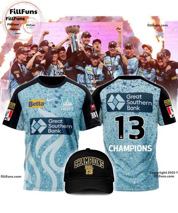 Great Southern Bank Brisbane Heat Big Bash League 13 Champions T-Shirt, Cap