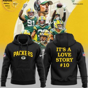 Green Bay Packers It’s A Love Story 10 Hoodie – Black