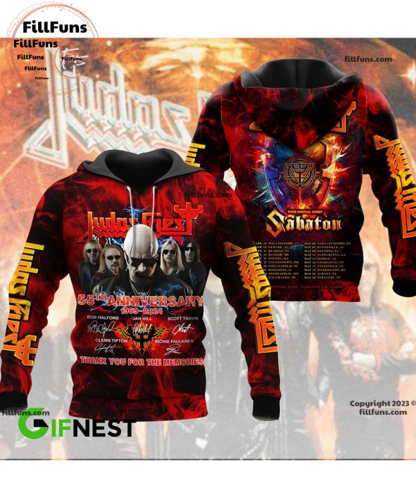 Judas Priest 55th Anniversary 1969 – 2024 Invincible Tour USA 2024 Thank You For The Memories 3D T-Shirt