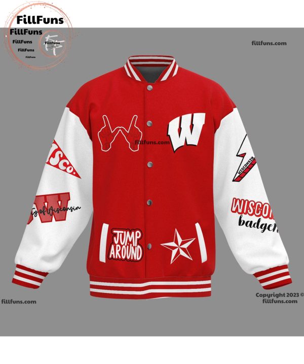 Jump Around Wisconsin Basketball On Wisconsin Baseball Jacket