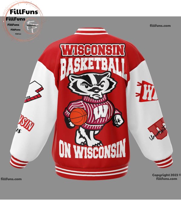 Jump Around Wisconsin Basketball On Wisconsin Baseball Jacket