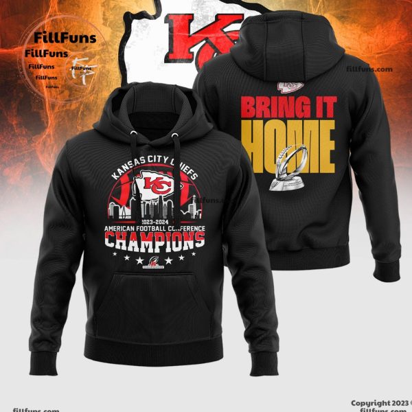 Kansas City Chiefs 2023-2024 American Football Conference Champions Bring It Home Hoodie, Jogger, Cap